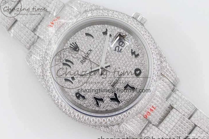 0212 Datejust 41 SS Full Diamonds TWF 1:1 Best Edition Arabic Markers Dial on Bracelet A Sporty 2395